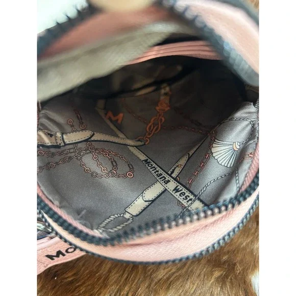 Montana West Pink Cow Print Sling Bag Vegan Leather Crossbody New - Picture 5 of 5